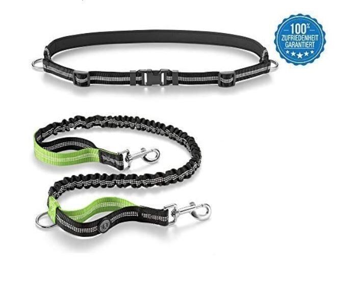 Joggingleine Für 2 Hunde - Reflektierend Mit Bauchgurt Und Stoßdämpfer