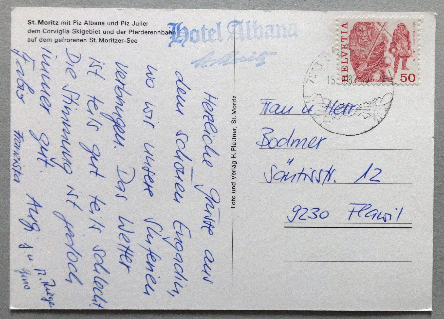 Cartoline postali: St. Moritz – Usato da Fétigny venduto da Billy2miny 1