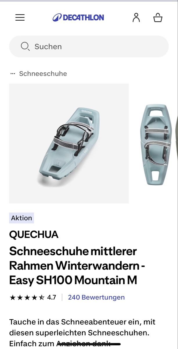 Decathlon Scarpe da uomo: Quechua SH100 Easy Mountain Snowshoes Size M – Nuovo (secondo la descrizione) da Dübendorf venduto da Lzz1224 4
