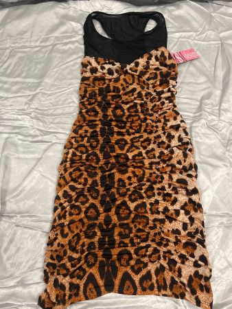 Minikleid Kleid Figurbetont Stretch LEOPRINT Gr S NEU