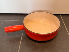 Massives Nomar Gusseisen Fondue Caquelon orange 23cm