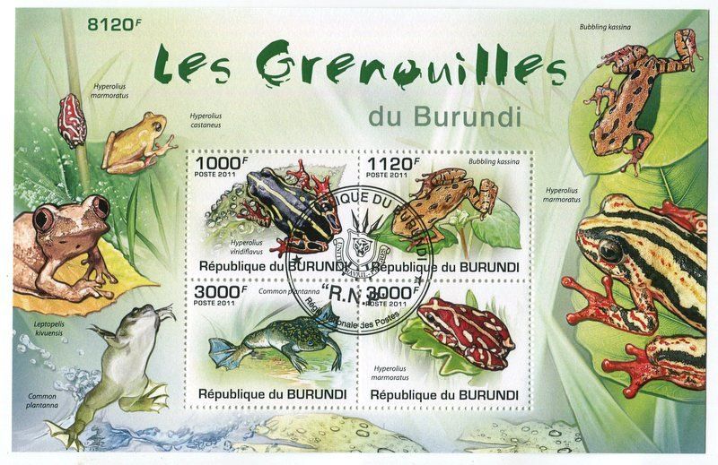 Tutti i francobolli: Block "Frösche". Burundi – Nuovo e nell'imballaggio originale da Basel venduto da Butsch5