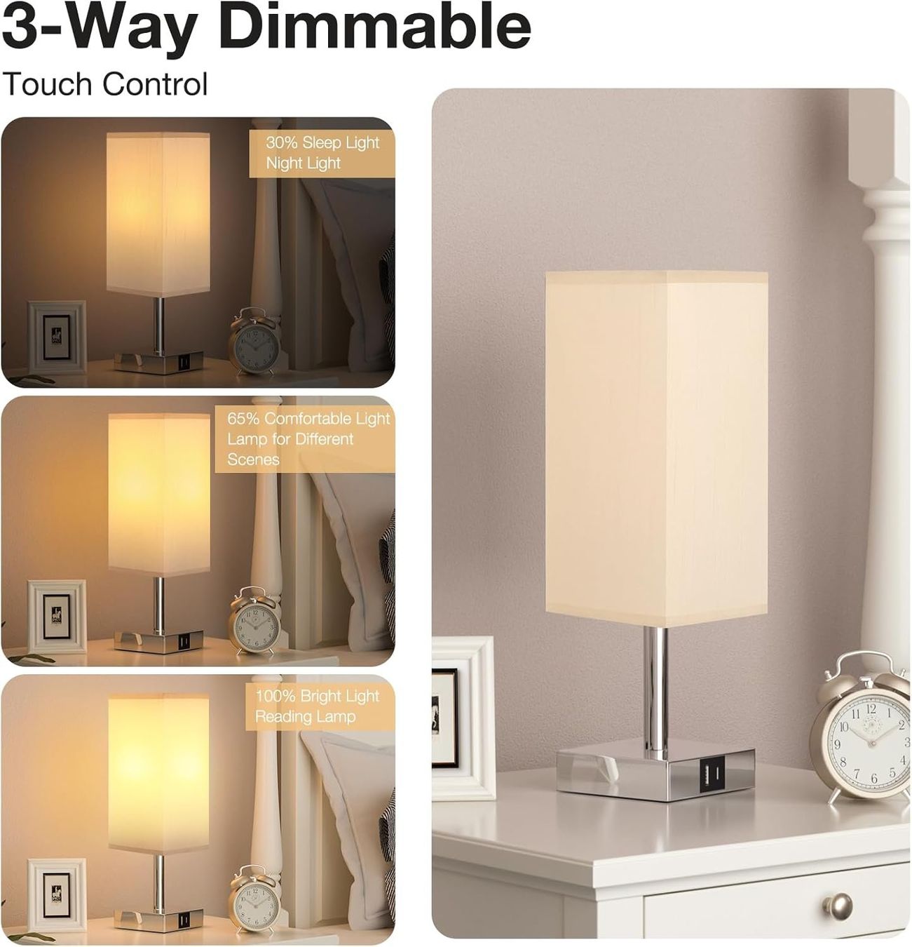 Lampade: Nachttischlampe Touch Dimmbar mit USB A+C – Nuovo e nell'imballaggio originale da Nuglar venduto da SaleRitter 2