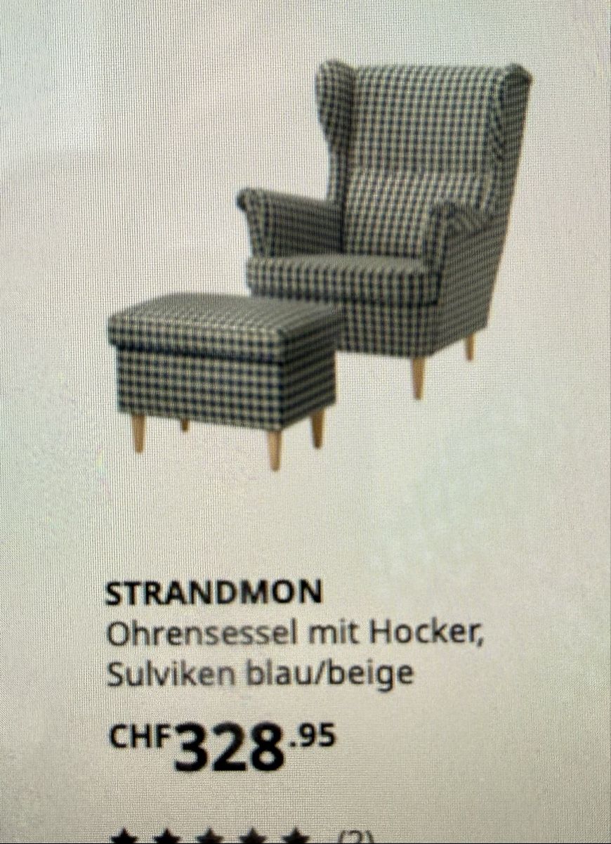 Ikea Poltrone: Ohrensessel mit Hocker STRANDMON schwarz/weiss – Usato da Einsiedeln venduto da at_home 4