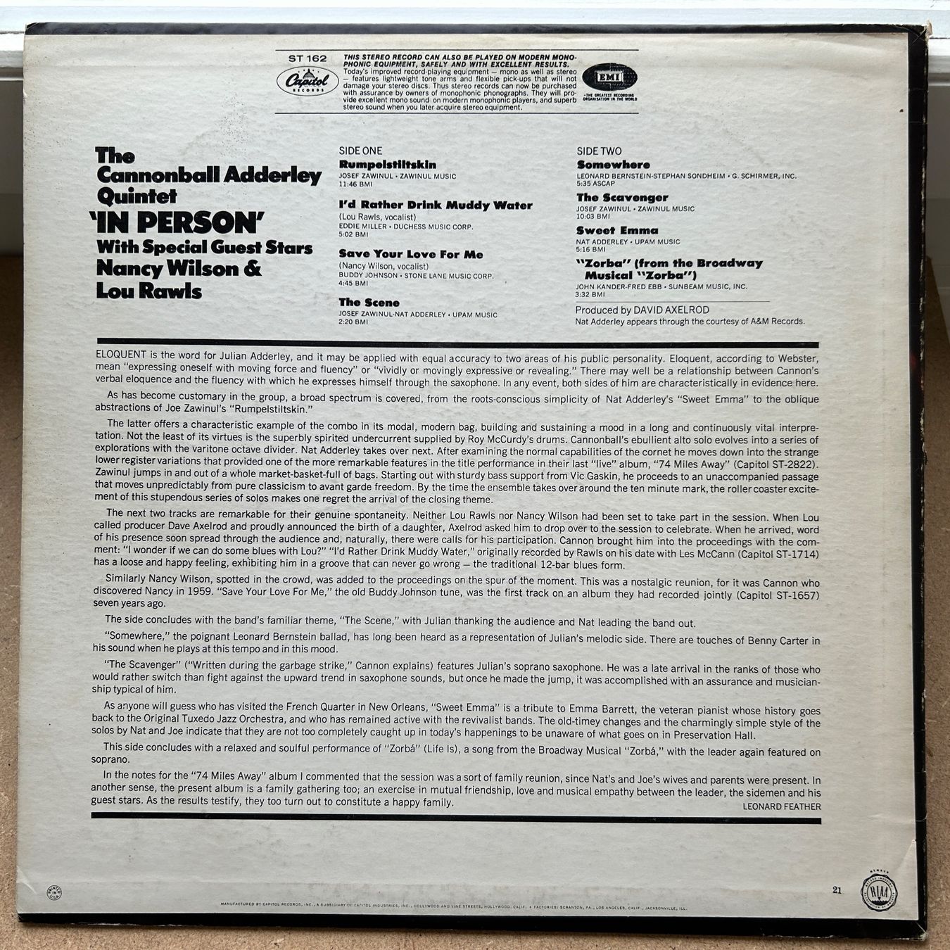 Vinyles: Cannonball Adderley Quintet In Person LP – D'occasion à Lausanne par Pask1 1