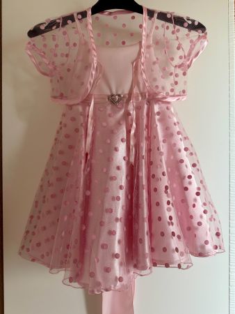 Festliches Mädchenkleid, Gr. 92, rosa mit Pünktchen