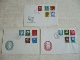 Pro Juventute 1963 - 65 3 FDC SBK J200L - J214
