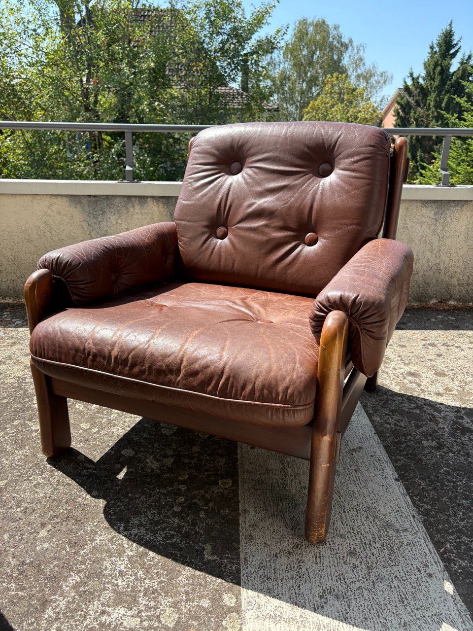 Sessel: Mid-Century Ledersessel – Gebraucht aus Ins von ab_80 1
