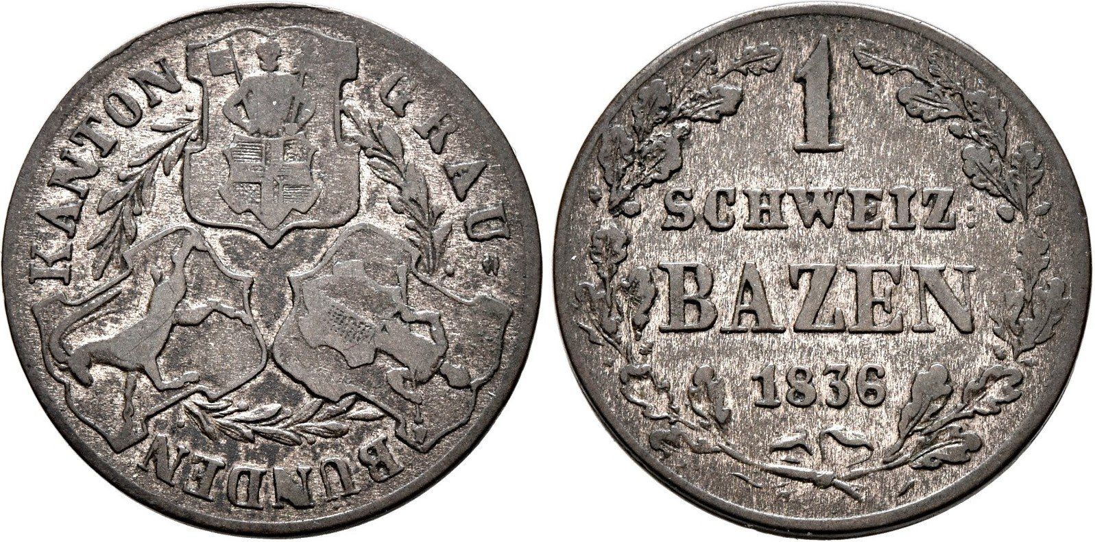 Tutti le monete: Graubünden: 1 Batzen 1836 ohne MZ ++ – Usato da Pfungen venduto da Aguti77