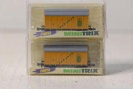 Minitrix Guter Zustand Bananenwagen 2 Stk.Spur N