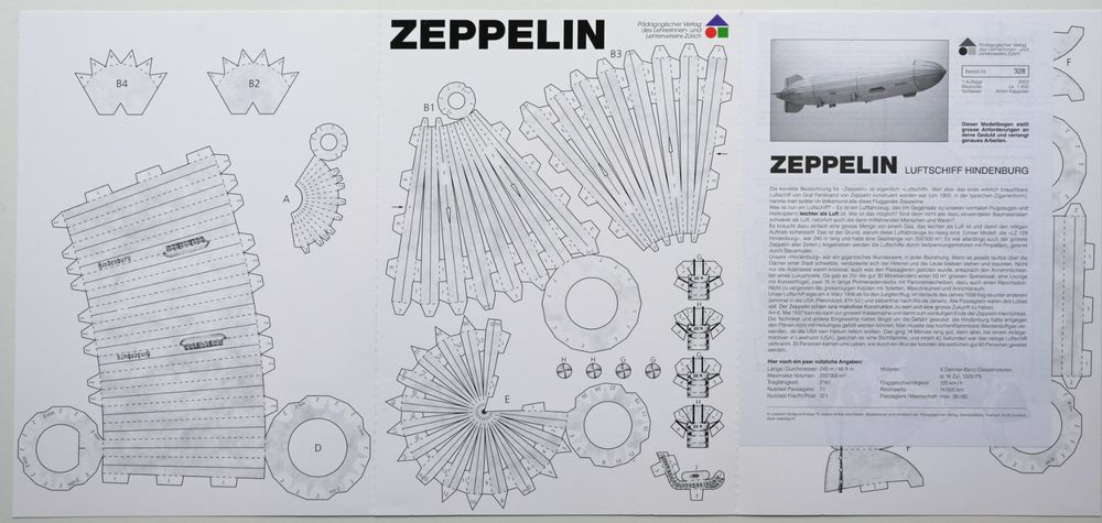 Bastelbogen: Zeppelin Luftschiff Hindenburg | Kaufen auf Ricardo