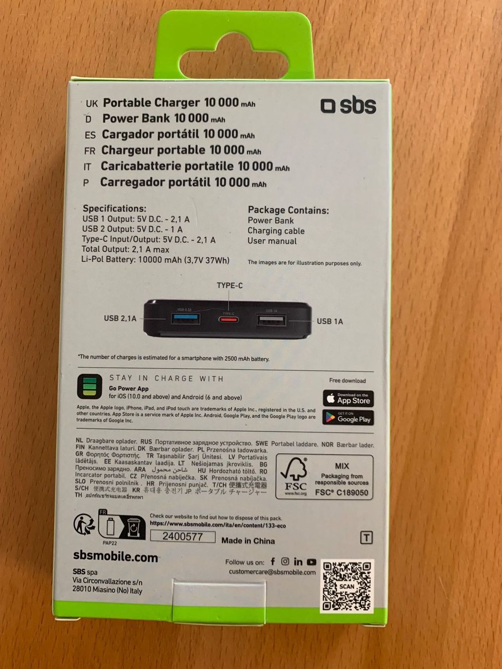 Batterie: POWER BANK SBS 10000 mAh – Nuovo e nell'imballaggio originale da luzern venduto da niko1 1