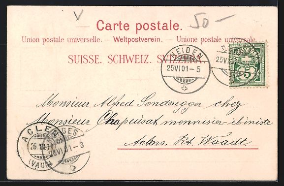 Cartoline postali: Litho Basel, Blick auf Fluss mit Brücke – Usato da Berlin venduto da bartko-reher 1