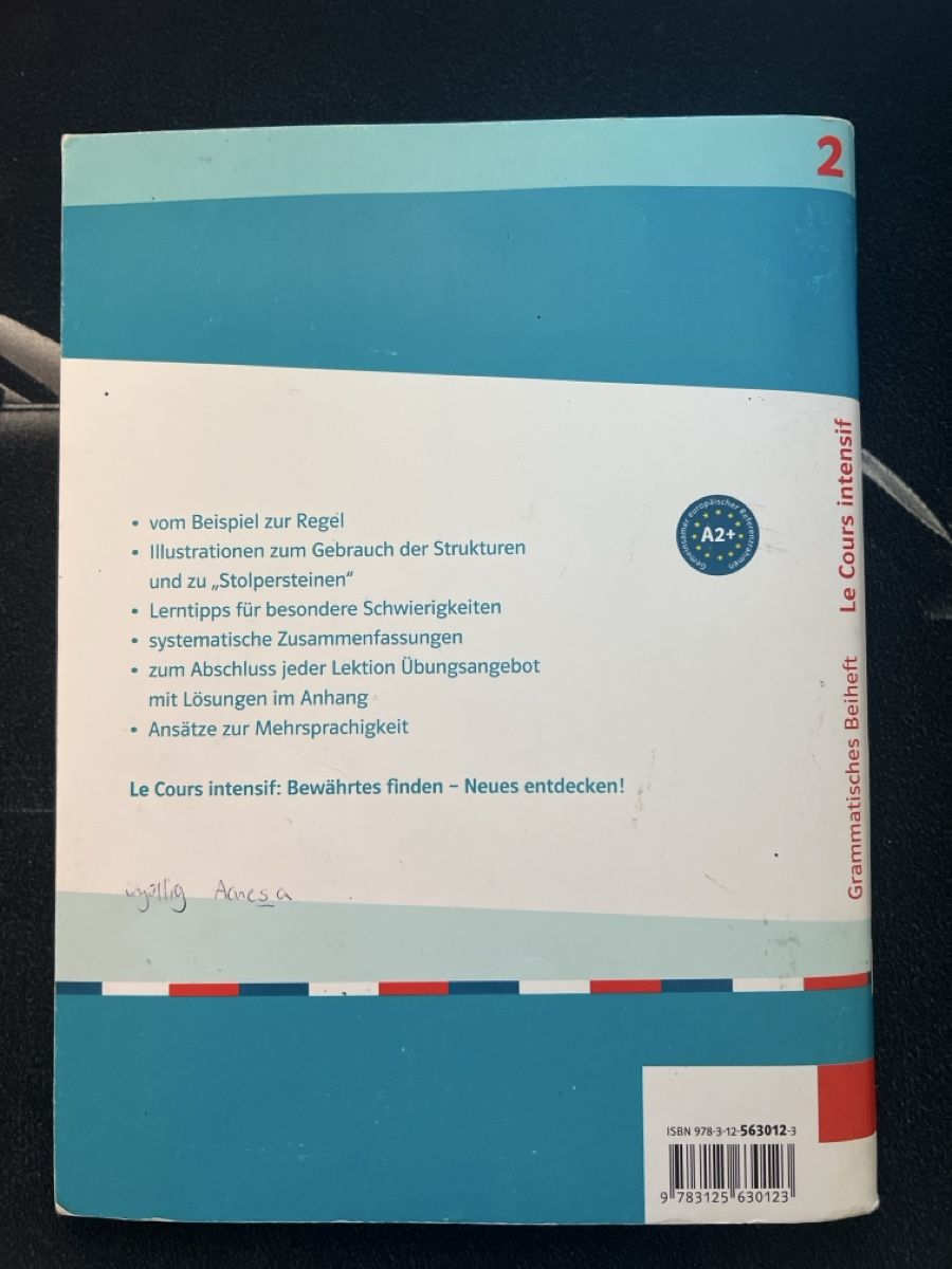 Libri: Le Cours intensif 2 Grammatik Heft neu – Usato da Kloten venduto da aro_t8ls 1