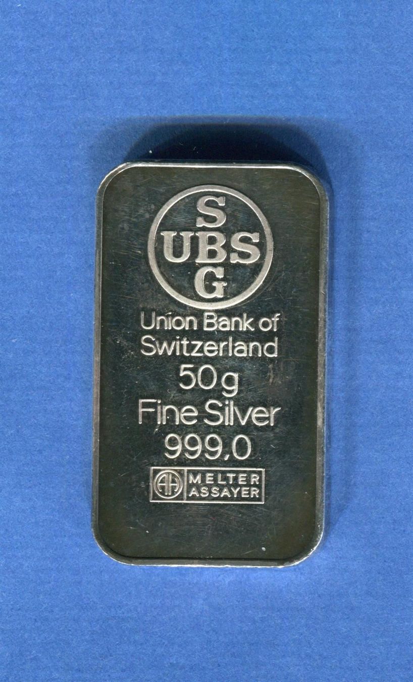 Metalli preziosi: (2733) 50 g. Silberbarren UBS Stgl – Usato da Rüthi (Rheintal) venduto da erdnuessli1