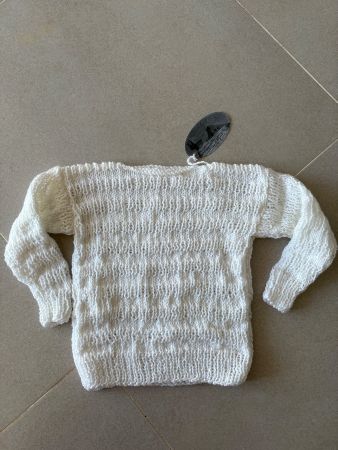 Gestrickter Pullover weiss handgemacht Grösse 98 neu