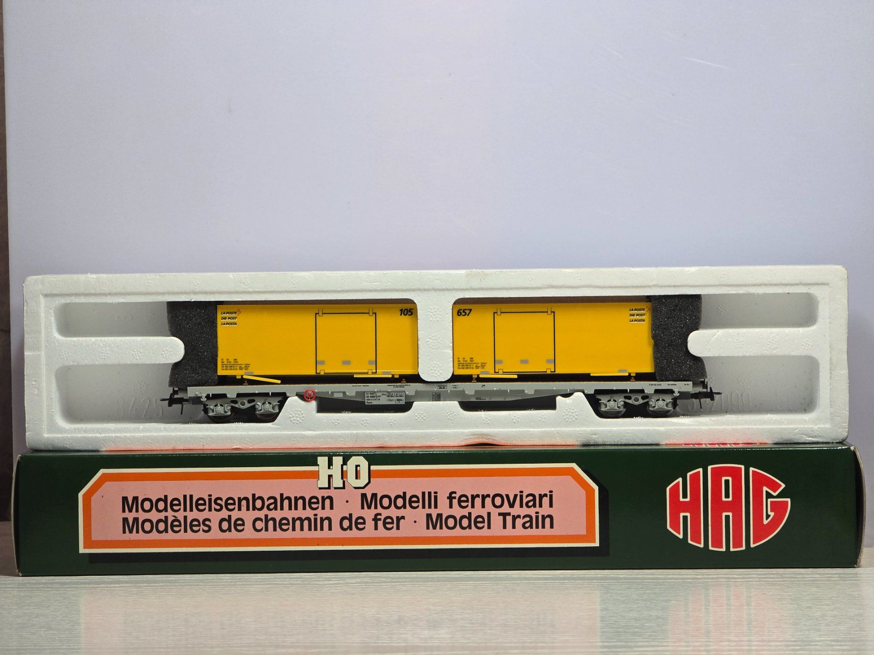 Hag Modellini di ferrovie: Hag, Post, Wechselbrücken Containerwagen, WS, Vitrine – Nuovo (secondo la descrizione) da Kloten venduto da Nicola2 1