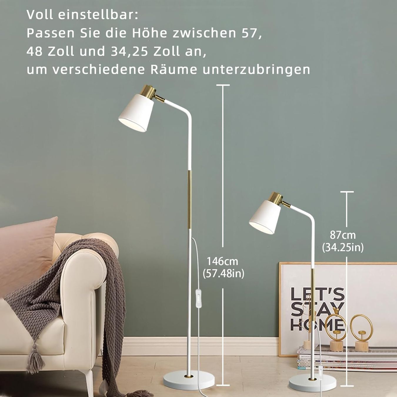 Lampade: Stehlampe LED klassisch, Stehleuchte höhenverstellbar, E27 – Nuovo e nell'imballaggio originale da Zürich venduto da MueDes 2