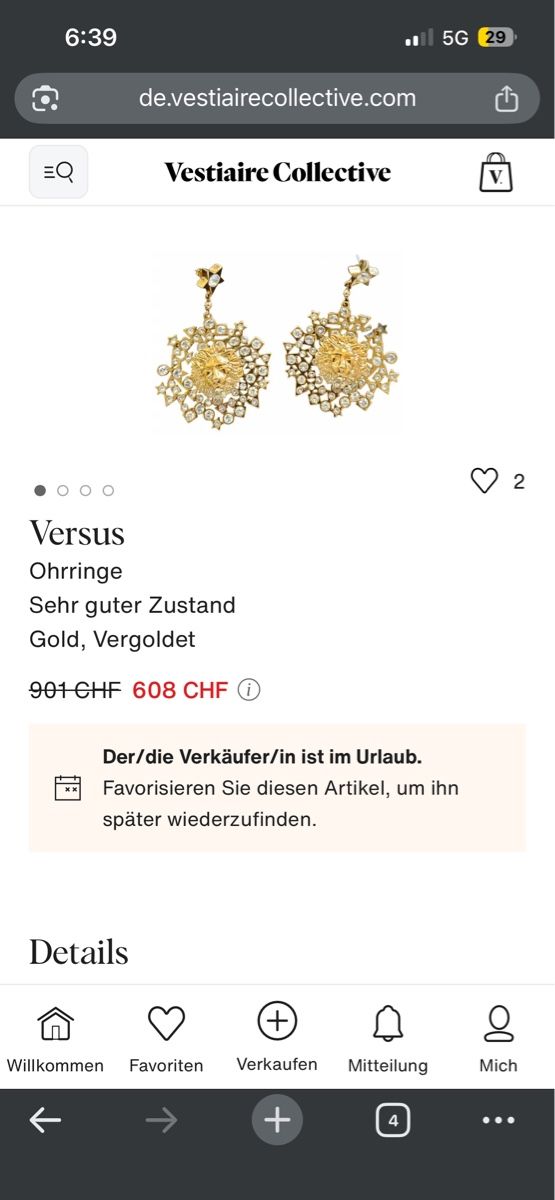Versace Ohrringe & -stecker: Versus Versace Löwe Ohrringe – Gebraucht aus Ebmatingen von Christopher123 5