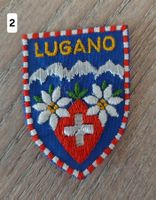 Badge , Patch, Aufnäher LUGANO , blau , Edelweiss (2)