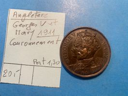 ANGLETERRE : MEDAILLE GEORGES V ET MARY 1911 - COURONNEMENT
