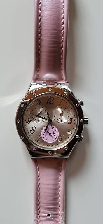 Swatch Uhren: Swatch Irony Chronograph Damen rosa Edelstahl – Gebraucht aus Duggingen von lot-of-fun 1