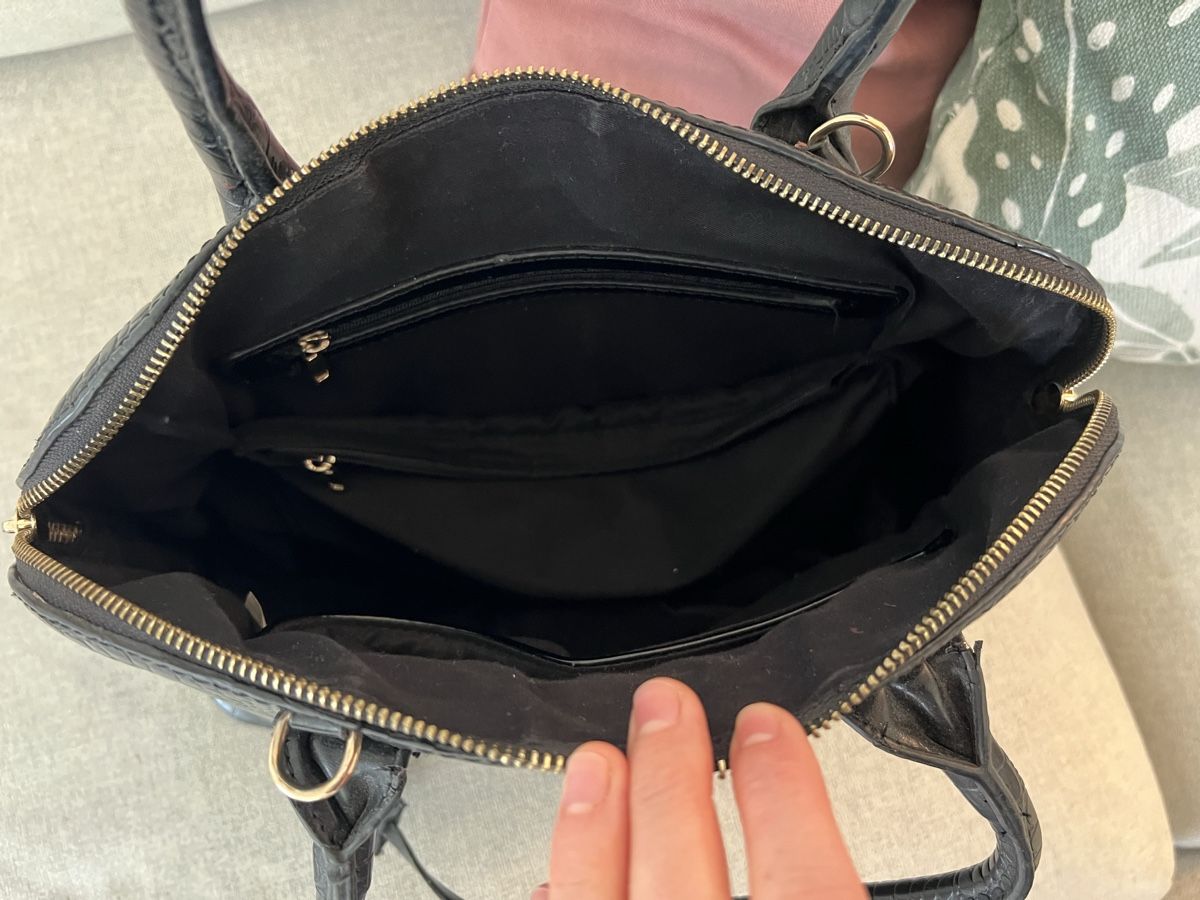 Taschen für Damen: Handtasche schwarz Krokoleder-Optik – Gebraucht aus Watt von morhea 2