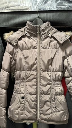 Winterjacke mit Kapuze und Pelzimitat, Grösse S