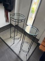 2x Beistelltisch Set Schwarz Metall Glas | Modern Industrial