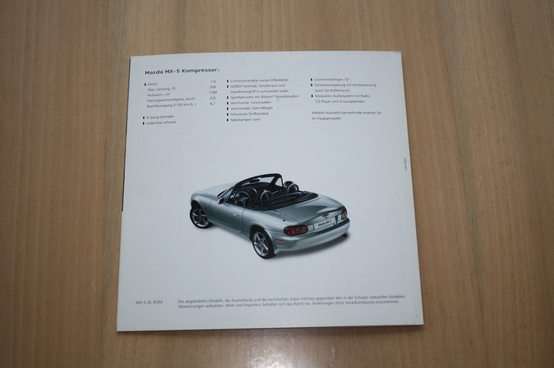 Mazda Documents: Mazda MX-5 Kompressor CH-Prospekt 2003 – D'occasion à Wikon par erwin400 3