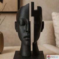 Mind Gap Abstract Face Sculpture - Modern Art - 3D Printed
