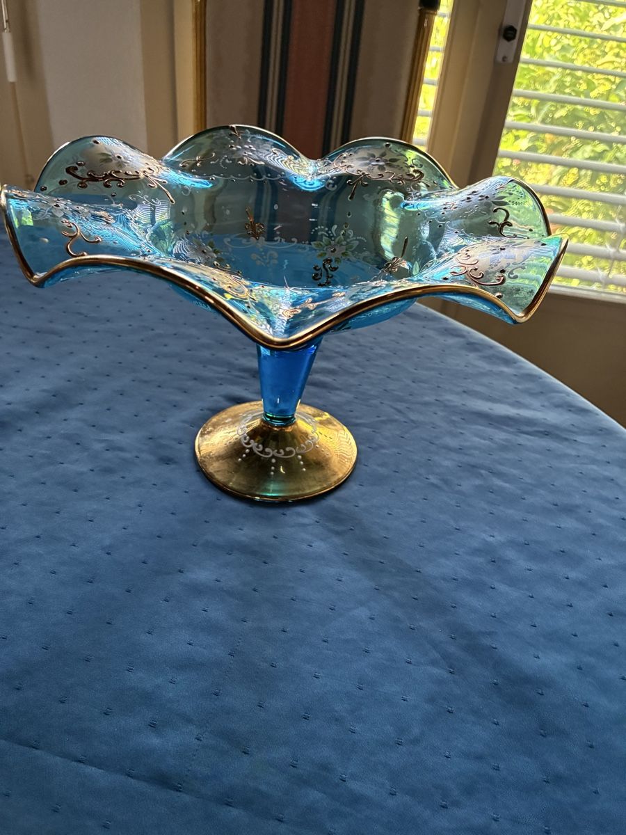 Murano Verres: Murano - Grosse Fussschale blau – D'occasion à Dornach par Rosengarten