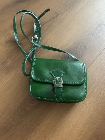 Umhängetasche Leder Grün Made in Italy Wie Neu