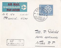 Erstflug Swissair Zürich - Nice/Nizza 1961