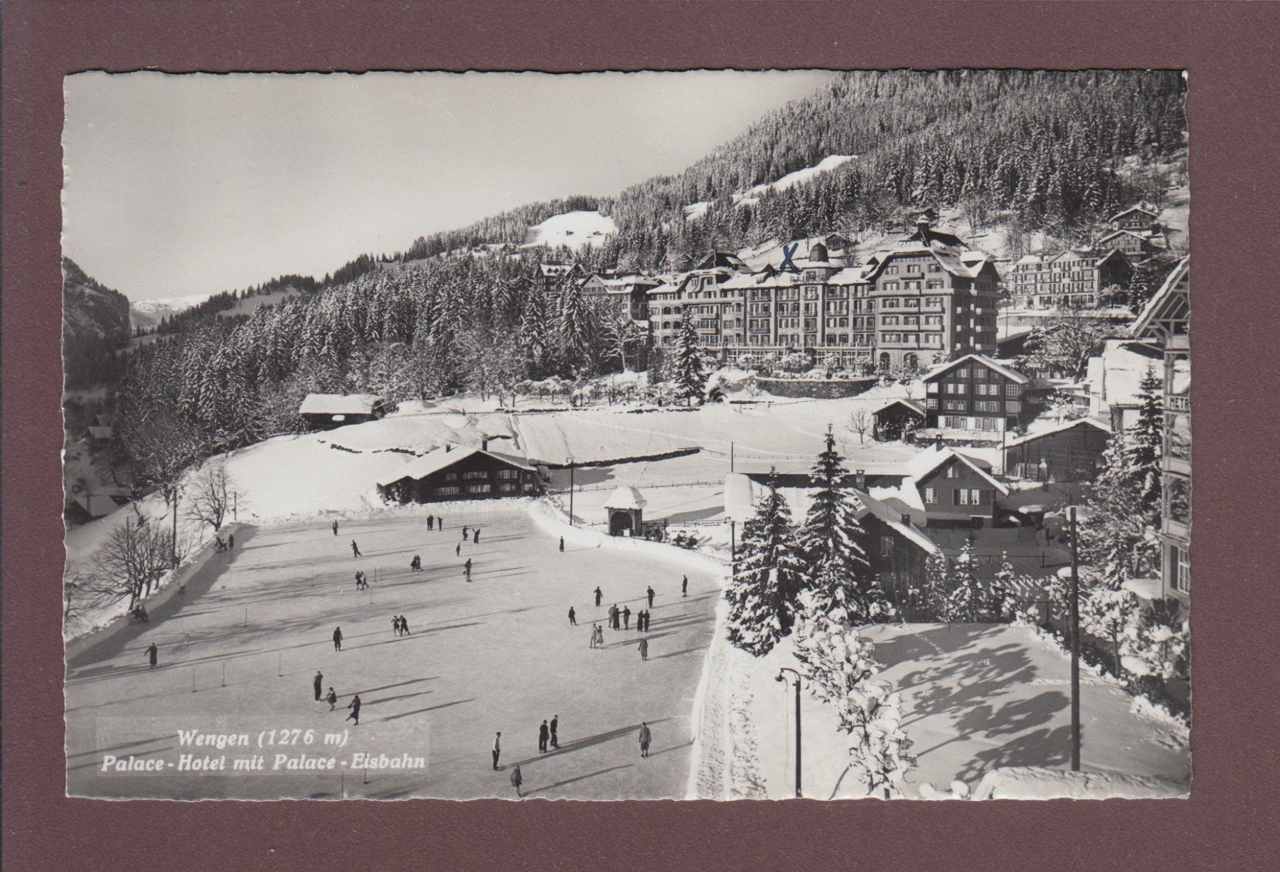 Ansichtskarten: WENGEN - Palace Hotel - Eisbahn - 1941 – Gebraucht aus Pully von nicecards