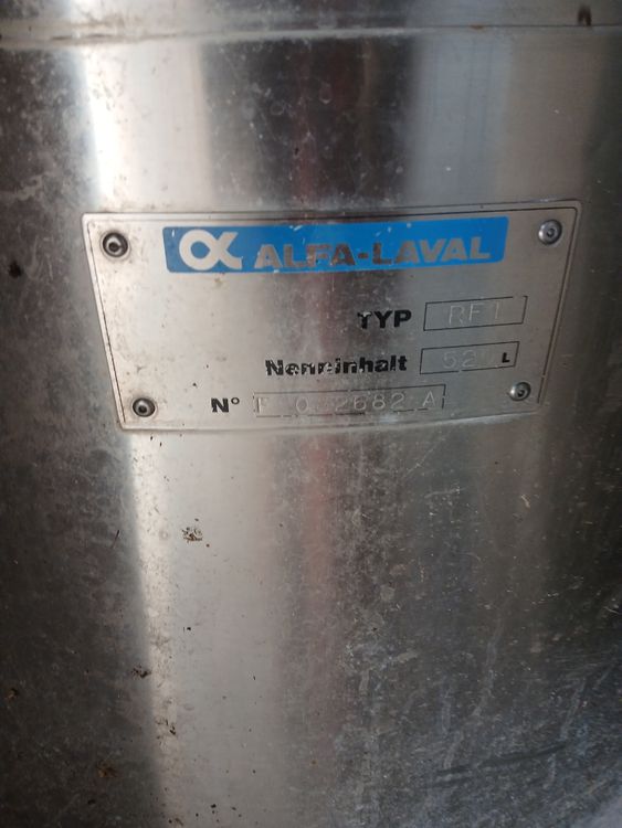 Milchtank Alfa Laval RFT 520L Edelstahl Tank Top Zustand! (Gebraucht ...