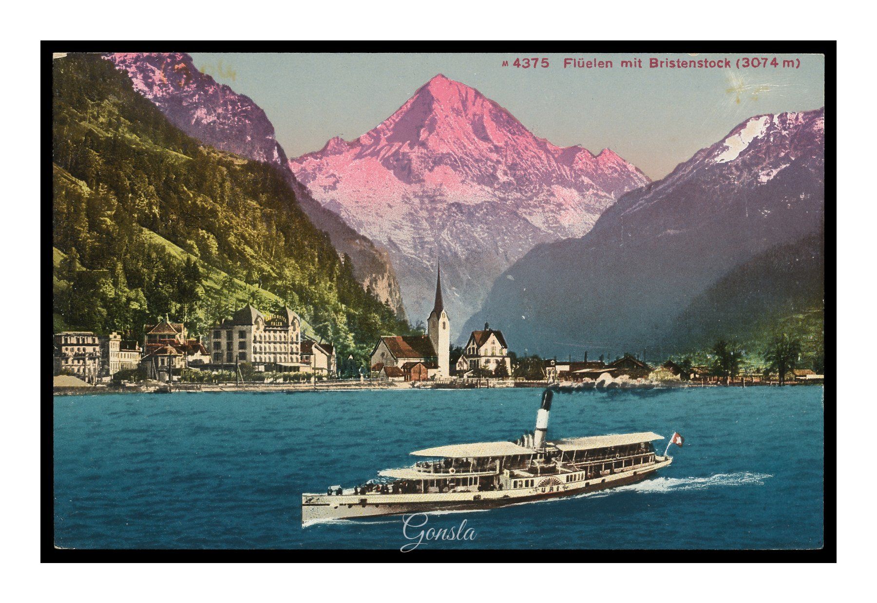 Cartoline postali: BOOT / BATEAU - 1904 "Flüelen" mit Bristenstock – Usato da Onex venduto da gonsla01