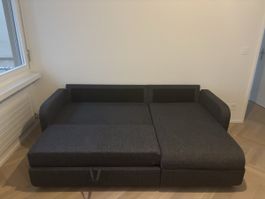 Sofa bed dark grey L-shape good condition