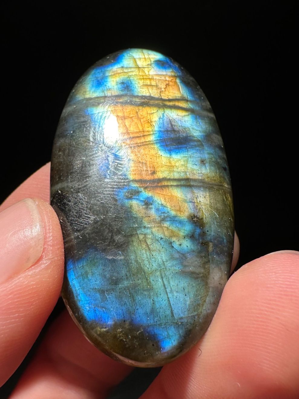 Minerali & Pietre curative: EIN Labradorit Cabochon, zufällig ausgewählt – Nuovo e nell'imballaggio originale da Männedorf venduto da cab_cb8m 2