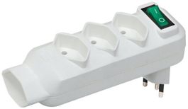 Mehrfachstecker drehbar 4×T13 weiss, mit Schalter