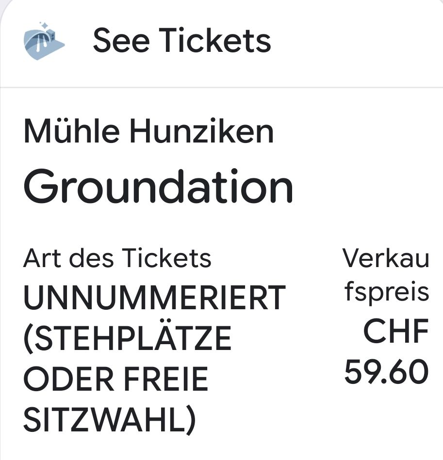 Biglietti: Groundation in Mühle Hunziken – Nuovo e nell'imballaggio originale da Münchenbuchsee venduto da toviloa 1
