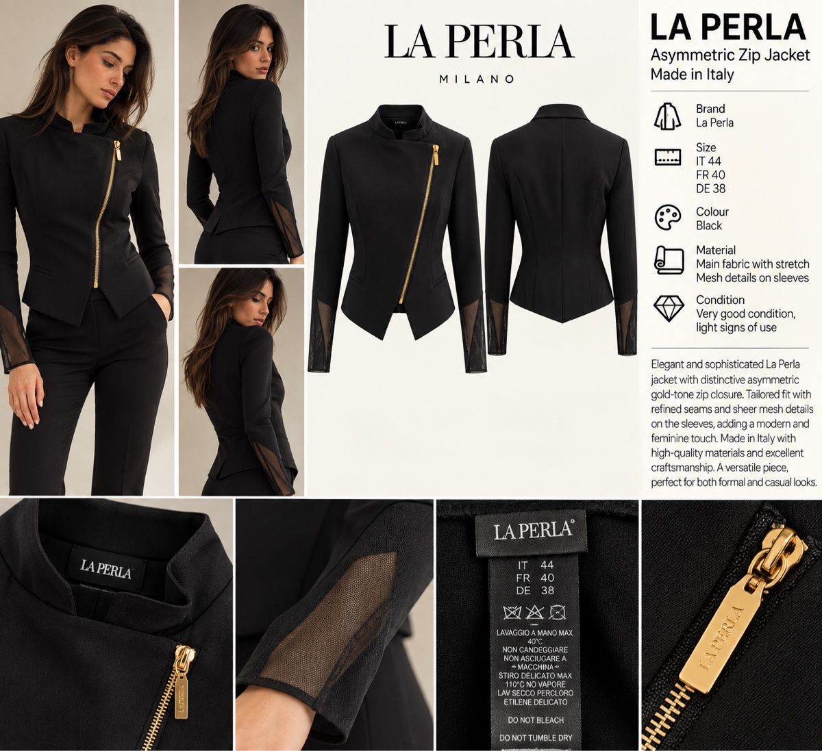 La Perla Vestes: La Perla Asymmetric Zip Jacket black – D'occasion à Bülach par mrt_m2tm