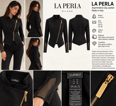La Perla Asymmetric Zip Jacket black