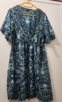 Robe imprimée bleue taille libre 90% soie 10% viscose