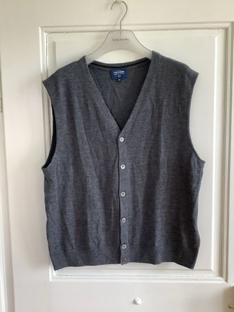 T.M.Lewin Strickweste für Herren anthrazit, 100% Wolle XL