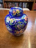 Teedose blau mit Blumendekor guter Zustand