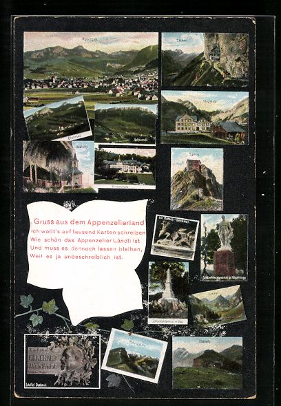 Cartoline postali: Appenzell, Ortsansicht, Escher, Meglisal – Usato da Berlin venduto da bartko-reher