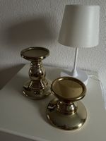 2 Kerzenständer Glas/ Gold 11 und 17 cm hoch