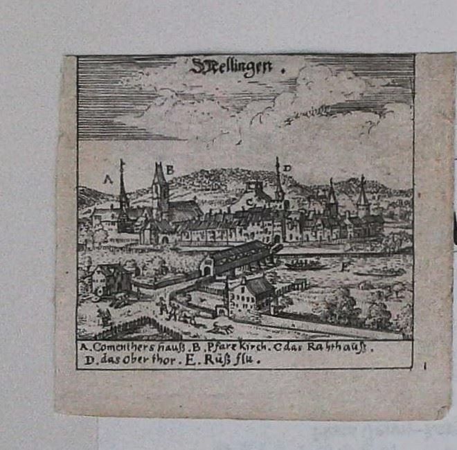 Incisioni: Mellingen  Kupferstich von Wagner 1688 – Usato da Rafz venduto da Helvet32