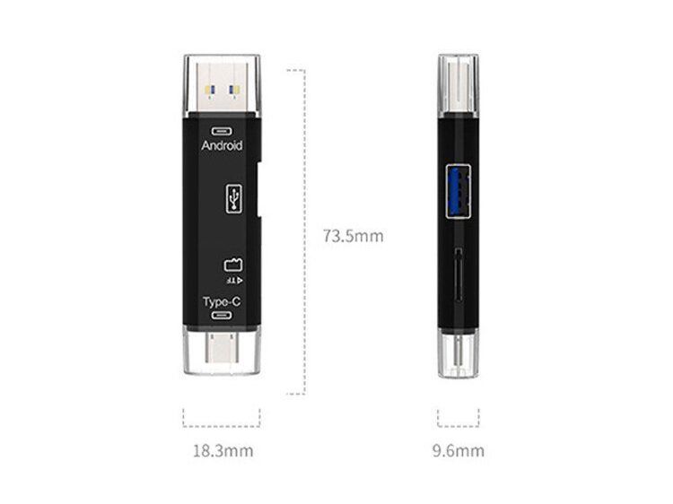 Lettori di schede: 5in1 Micro SD Kartenlesegerät + OTG Adapter / USB-C + USB-A – Nuovo e nell'imballaggio originale da Uster venduto da -FPS- 4
